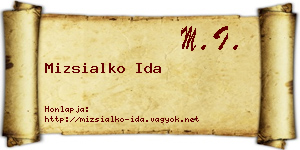 Mizsialko Ida névjegykártya